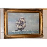 Michael Haywood, clipper in full sail, Sir Lancelot, oil on board, signed, paper labels verso,