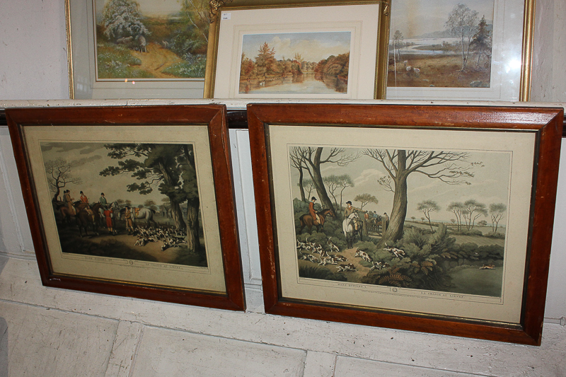 After Samuel Howett, 'Hare Hunting 1 and 2nd', two coloured prints published by Orme, both framed,