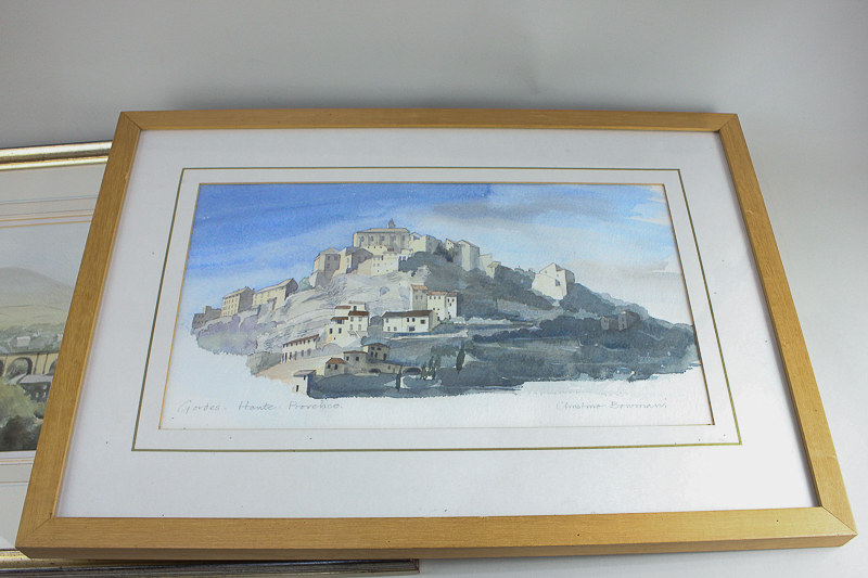 Christine Bowman, French view, Gordes-Haute, Provence, watercolour, signed and inscribed in - Image 2 of 3