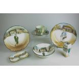 A collection of Royal Doulton Dickens Ware items, to include cup and saucer, three bowls, small