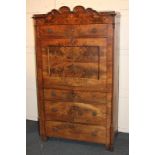 A 19th century mahogany secretaire a abattant with scroll arched top and drawer above panelled