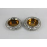 Two similar African silver plated anklets modified into dishes