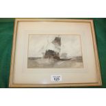 Follower of James Chisholm Gooden, ships at sea, watercolour, unsigned, 13cm by 20cm