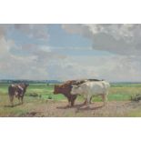 Sir John Alfred Arnesby Brown RA (1866-1955), cows in pasture, oil on canvas, signed, 62cm by 74.