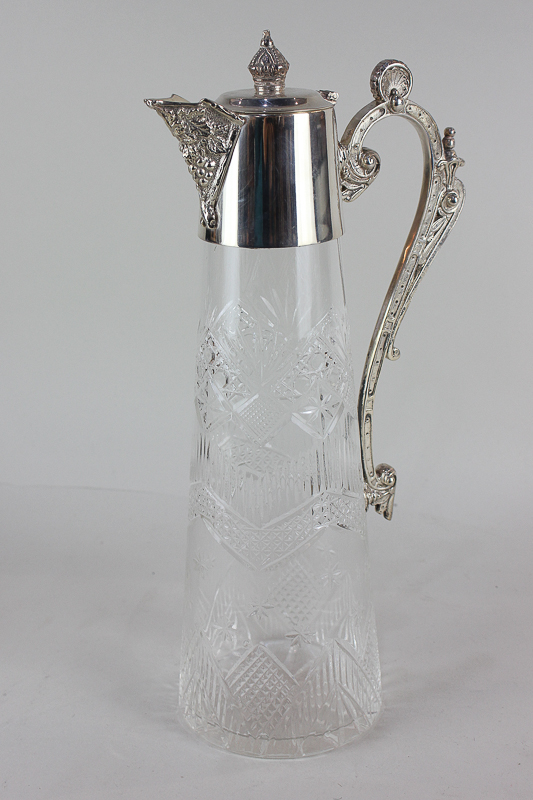 A silver plate mounted glass claret jug with cast scroll handle, 30.5cm high - Image 2 of 2