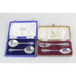 An Elizabeth II silver cased christening set of fork and spoon, maker Emile Viner, Sheffield 1961,