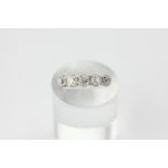 A diamond five stone ring, double claw set with graduated old cut stones in platinum, on 18ct