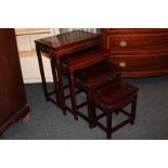 An early 20th century Chinese rosewood quartetto nest of four occasional tables, 50.5cm