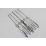 A matched set of five George V silver lobster picks, maker William Hutton & Sons, Sheffield 1914,