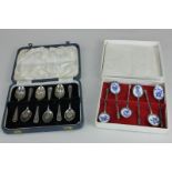 A cased set of six George VI silver Old English pattern coffee spoons, maker Cooper Brothers,