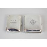 A George V silver cigarette case, maker Sampson Mordan & Co, London, 1914, monogrammed (a/f),