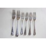 Three Victorian silver Old English pattern dessert forks with engraved armorial, maker George Adams,