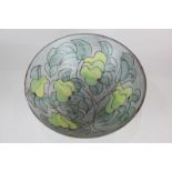 Tessa Fuchs (1936-2012), a studio pottery fruit bowl decorated with quince amongst foliage, mark