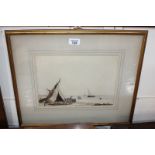 19th century school, fisher folk on the shore beside a tent, body colour and pencil, unsigned,