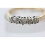 A diamond five stone ring, the uniform stones shared claw set in 18ct gold