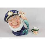 A Royal Doulton porcelain character jug, Old Salt (D6551), and a miniature character jug