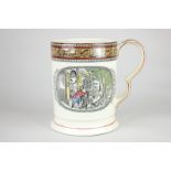 An Adams Ironstone tankard decorated with two scenes from Charles Dickens, 'Old Weller ducking