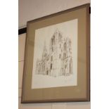 James I Chrismas, local interest, Chichester Cathedral, limited edition monoprint 2/200, numbered