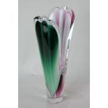 A Scandinavian coloured glass sculpture designed by Paul Kedelv for Flygsfors Coquille, 1961 34cm