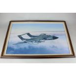 Len Hutton, Royal Navy fighter jet, oil on canvas, signed, 37cm by 59cm