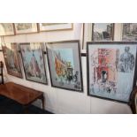 Feliks Topolski (Polish, 1907-1989), The Four Inns of Court, four limited edition screen prints