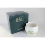 A Belleek porcelain Summer Briar flower pot, 13cm, in original box