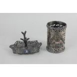 An Edward VII silver ring tree, makers Henry Matthews, Birmingham 1902, together with a silver