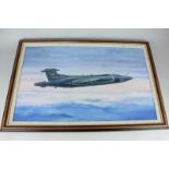 Len Hutton, A Royal Navy Blackburn Buccaneer 035 attack aeroplane, oil on canvas, signed, 37cm by