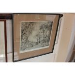 Knighton Hammond, figures in a woodland clearing, harvesting, etching, 84 artist's proof, signed