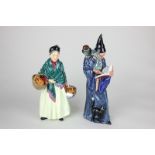 Two Royal Doulton figures, The Wizard HN2877, and Orange Lady HN1953