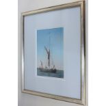 A H Davy (20th century), sailing boat beneath blue skies, 'Marine 3', gouache, signed, paper label