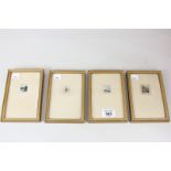 20th century school, a set of four painted miniatures depicting scenic views, watercolour,