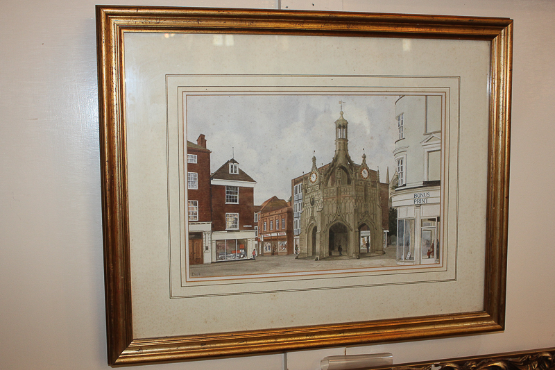 Gillian Duff, local interest, The Market Cross from North Street, Chichester, watercolour, signed