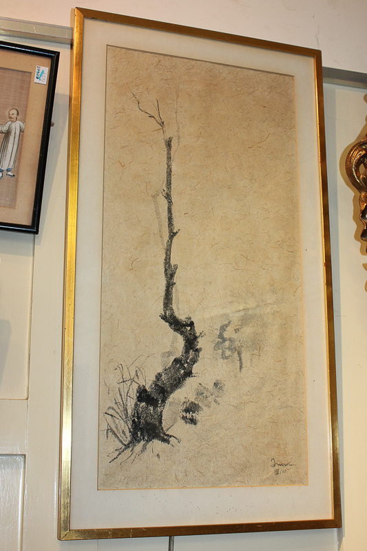 Chinese school, study of a tree, ink on paper, indistinctly signed and dated 111/67, 59cm by 29cm