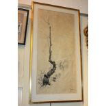 Chinese school, study of a tree, ink on paper, indistinctly signed and dated 111/67, 59cm by 29cm