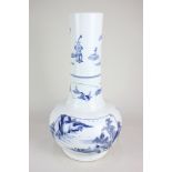 A Chinese blue and white porcelain large baluster vase depicting two river scenes and decorated with