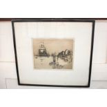 Frank H Mason (1875-1965), maritime scene with shipping, etching, signed in pencil, 21.5cm by 26.