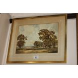 Edwin Harris, pastoral landscape with bull beneath trees, watercolour, signed, 25.5cm by 34.5cm