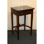 A small 19th century mahogany side table rectangular form with black marble top and single drawer,