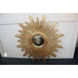 A modern gilt sunburst wall mirror, with convex mirror plate, 100cm