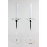 A pair of Martin Szekely for Christofle silver plated candle holders/bud vases, 24.5cm, with two