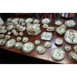 A Masons Ironstone Chartreuse pattern tea and dinner service, to include two circular tureens and