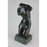 Edgar Allan Howes (1888-1969) bronze female torso mounted on grey stone base, monogrammed and