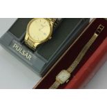 A lady's 9ct gold Rotary bracelet watch, London hallmark for 1959, 14g weighable, and a rolled