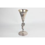 A modern silver goblet with conical bowl and stem mounted with a seahorse, London 1976, 8.5oz, 19.