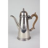 A George I silver chocolate pot of tapered cylindrical form (maker's mark worn to base), London