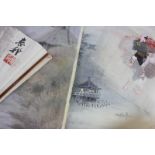 Two unframed Chinese watercolours; a canal view, signed T. Yamato, and a moonlit river scene, with