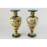 A pair of 19th century Doulton Lambeth Faience vases by Lizzie Shettleworth, of baluster form