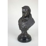 A bronzed metal portrait bust of Queen Victoria, 22cm high