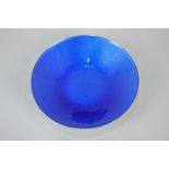 A Norwegian silver and blue enamelled shallow bowl, maker David Andersen, of circular form, the base